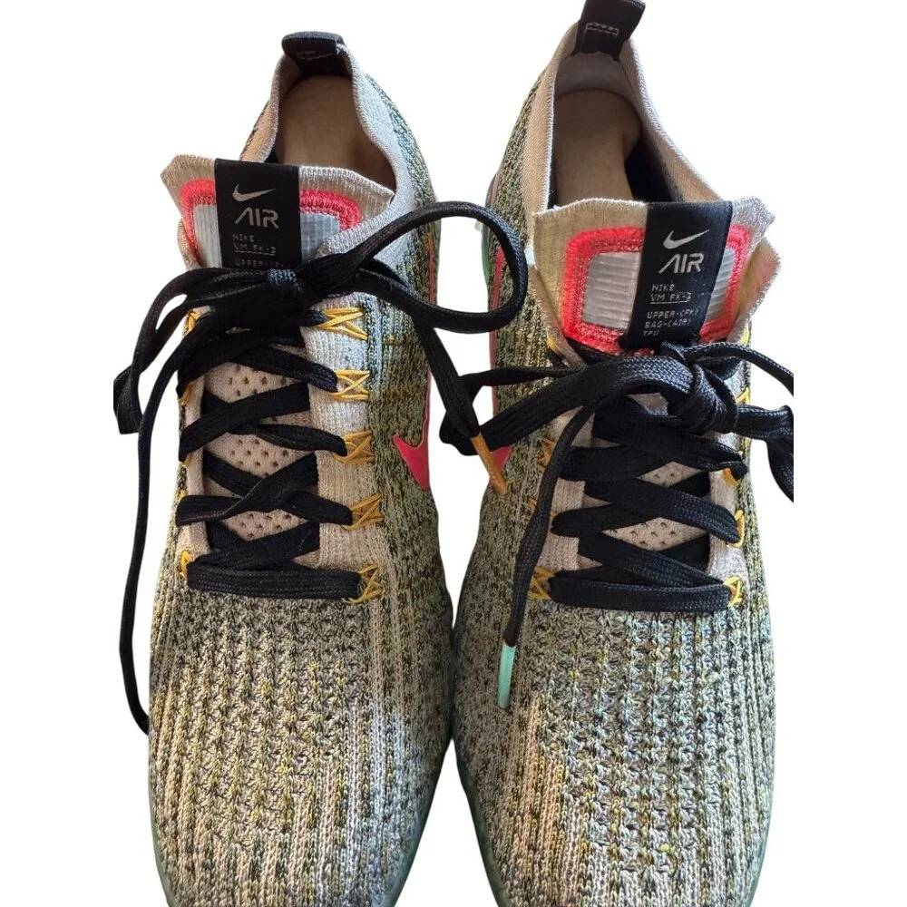 Nike Air VaporMax Women's Sz 7 Flyknit 3 White Hyper Turquoise Athletic‎ Shoes